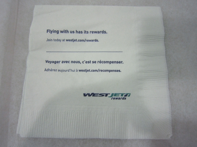 Cocktail napkin: WestJet Airlines
