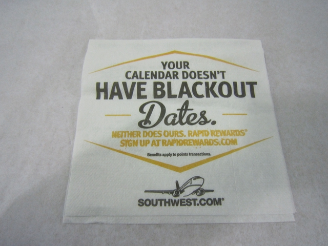 Cocktail napkin: Southwest Airlines