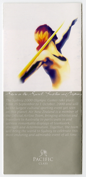 Image: menu: Air New Zealand, Pacific (economy) class