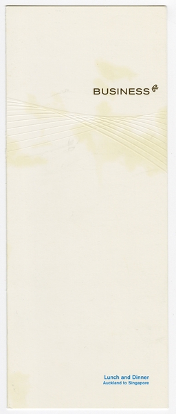 Image: menu: Air New Zealand, business class