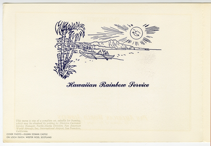 Image: menu: Pan American World Airways, Rainbow (economy) class