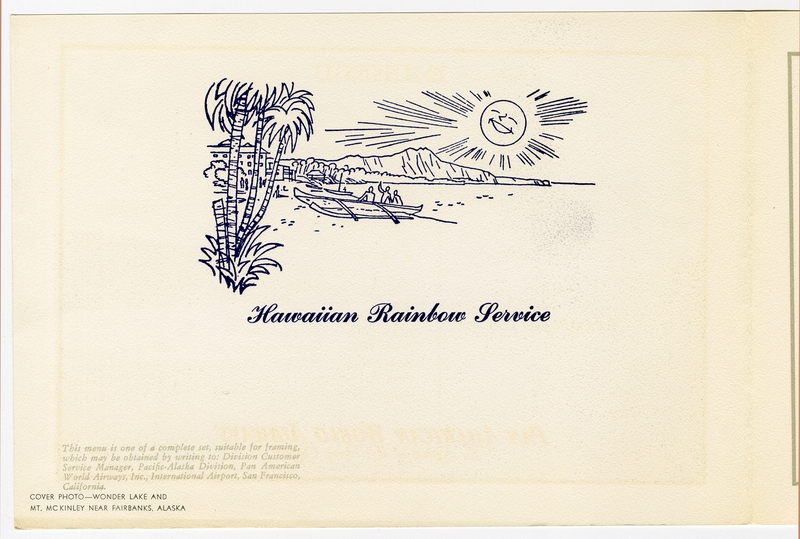 Image: menu: Pan American World Airways, Rainbow (economy) class