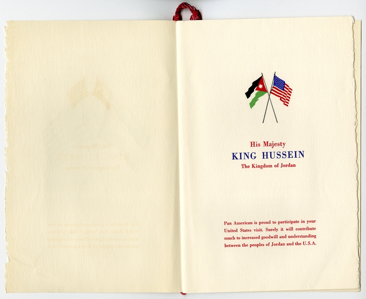 Image: menu: Pan American World Airways, King Hussein