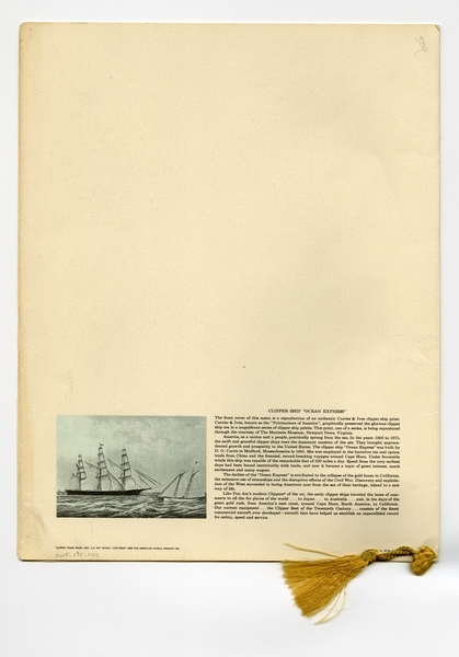 Image: menu: Pan American World Airways, President (first) class