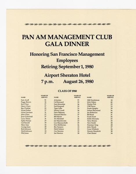 Image: menu: Pan American World Airways