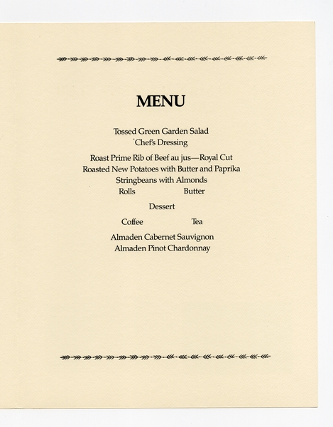 Image: menu: Pan American World Airways