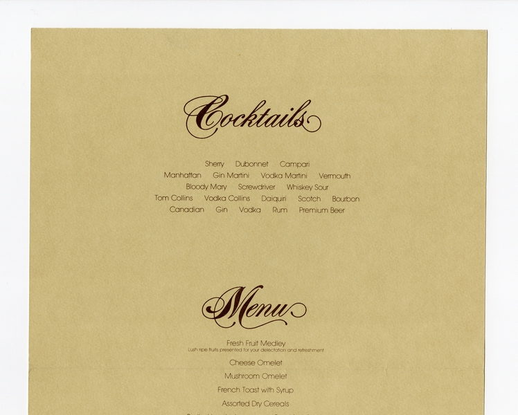 Image: menu: Pan American World Airways