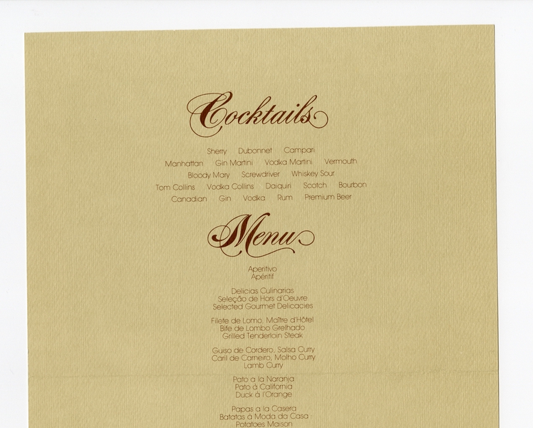 Image: menu: Pan American World Airways