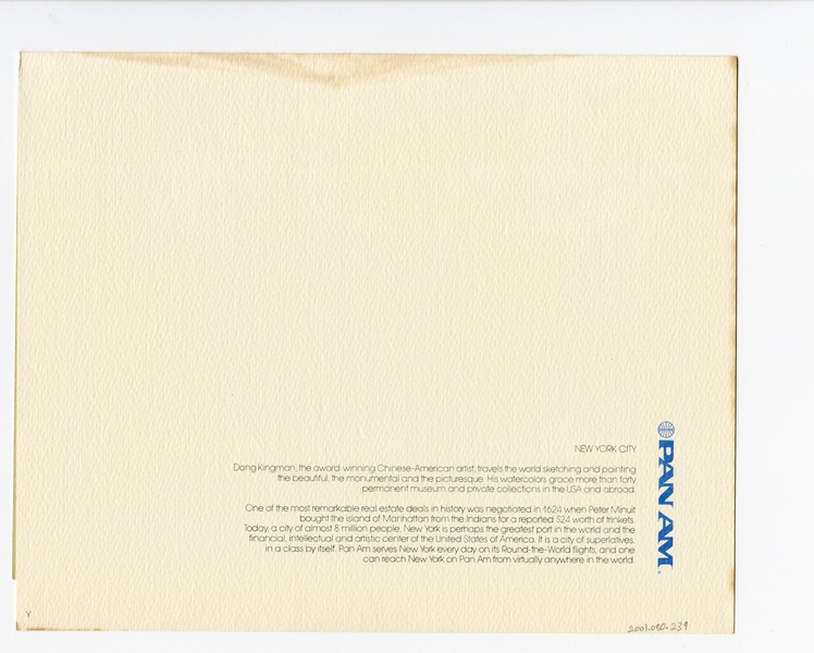 Image: menu: Pan American World Airways