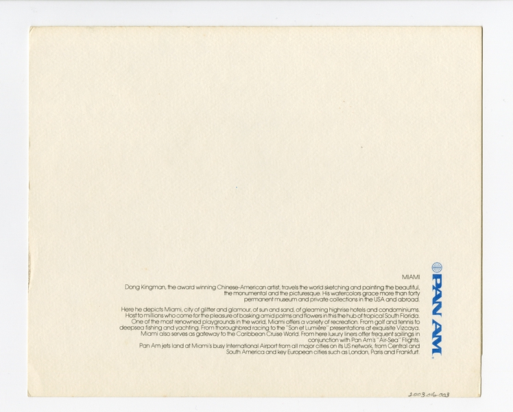 Image: menu: Pan American World Airways