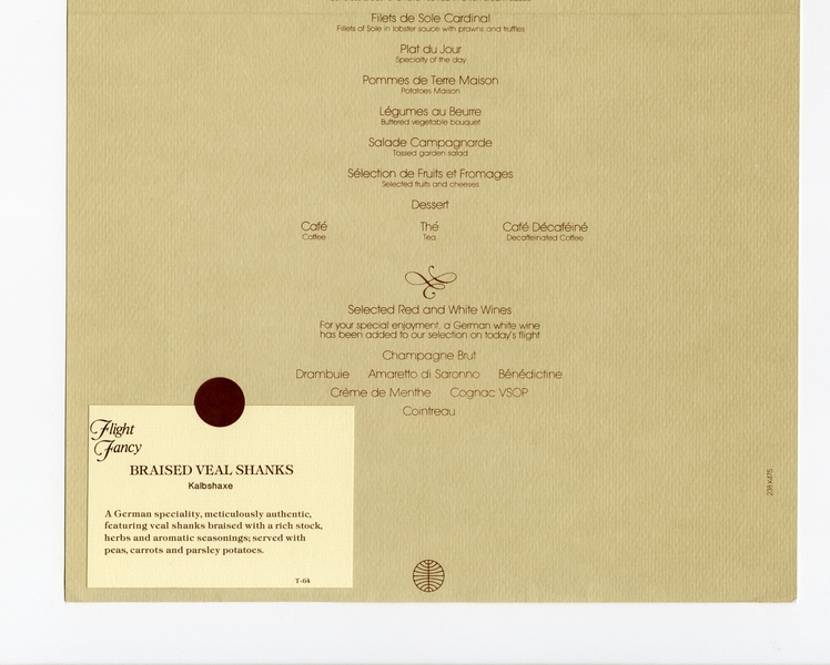 Image: menu: Pan American World Airways