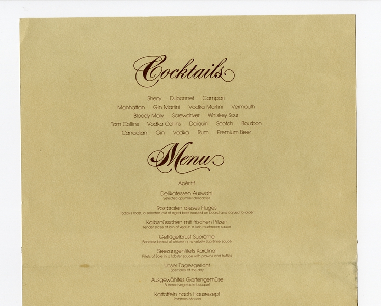 Image: menu: Pan American World Airways