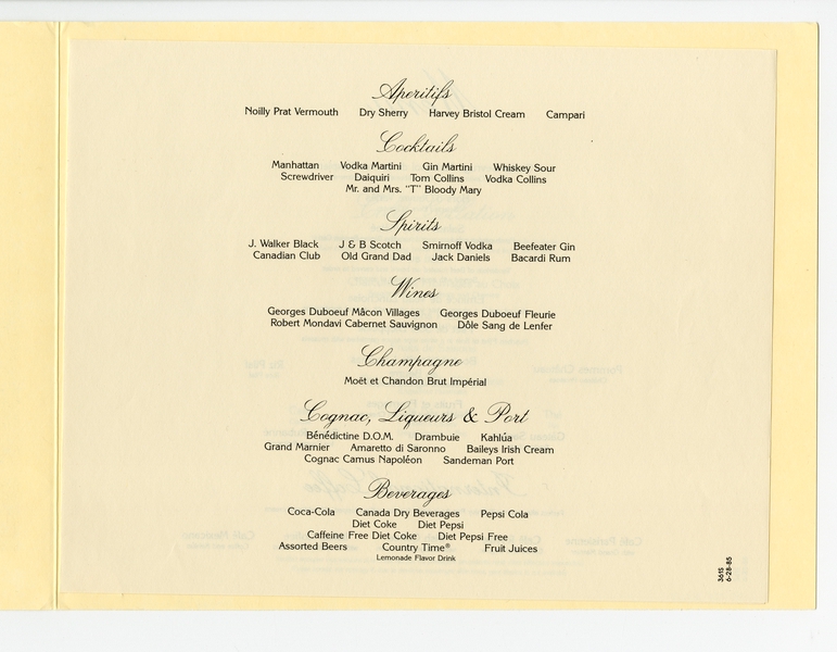 Image: menu: Pan American World Airways