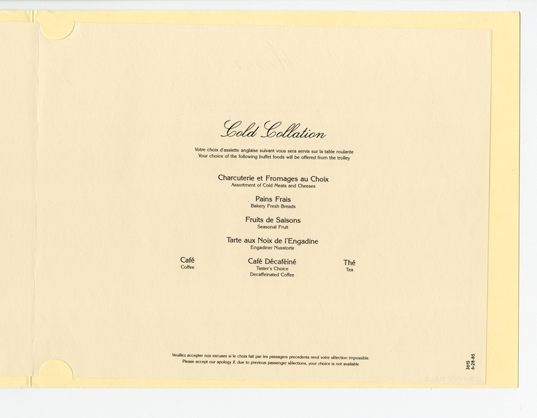 Image: menu: Pan American World Airways