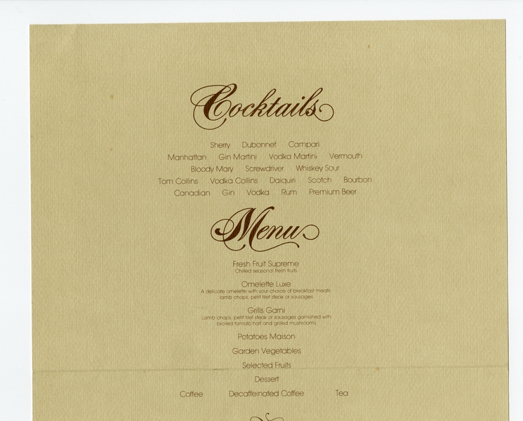 Image: menu: Pan American World Airways