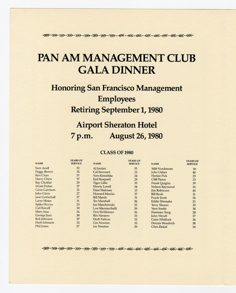 Image: menu: Pan American World Airways