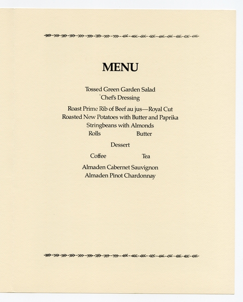 Image: menu: Pan American World Airways
