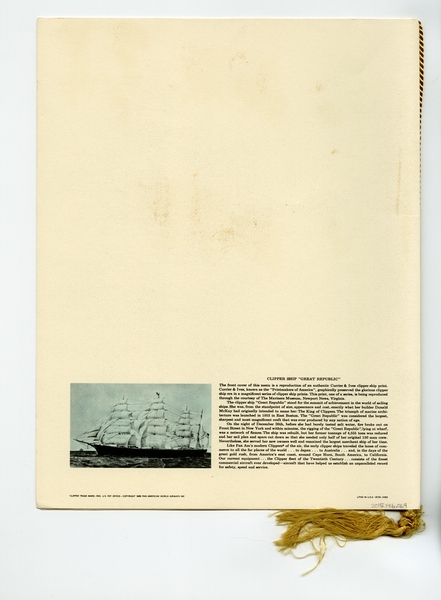 Image: menu: Pan American World Airways, President (first) class