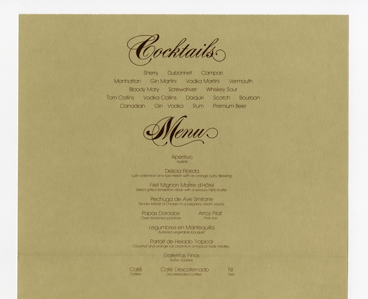 Image: menu: Pan American World Airways