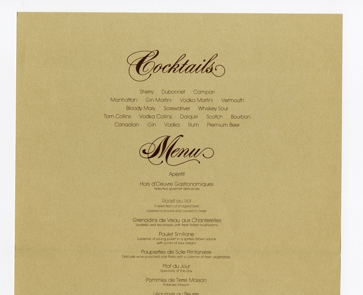 Image: menu: Pan American World Airways