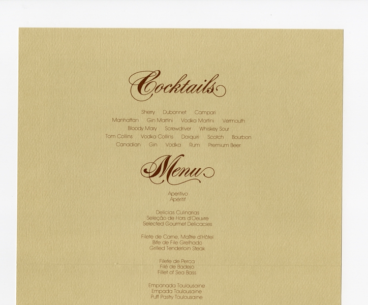 Image: menu: Pan American World Airways