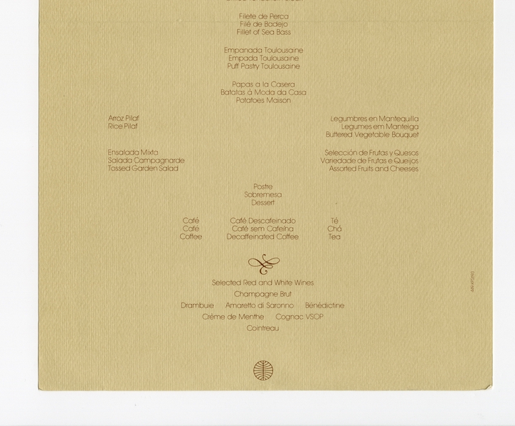 Image: menu: Pan American World Airways