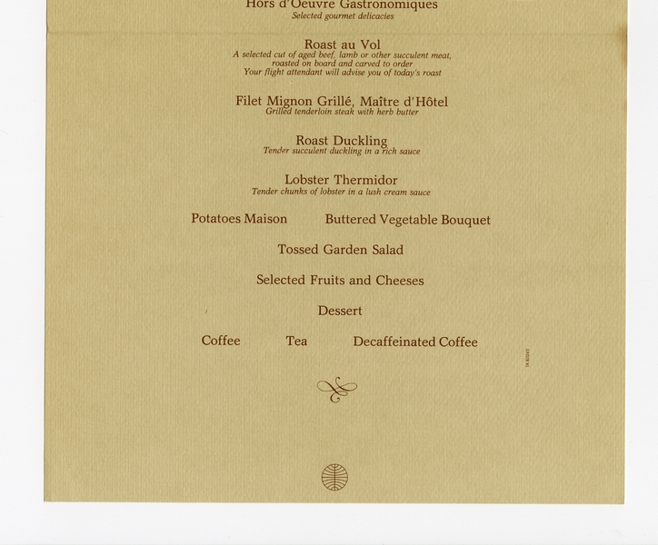 Image: menu: Pan American World Airways