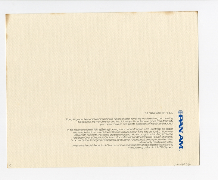 Image: menu: Pan American World Airways