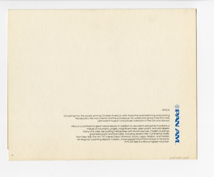 Image: menu: Pan American World Airways