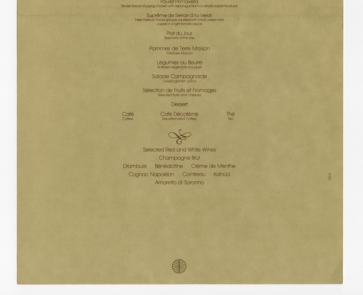Image: menu: Pan American World Airways