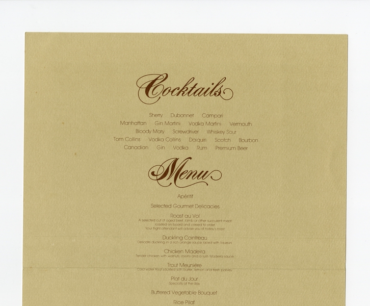 Image: menu: Pan American World Airways