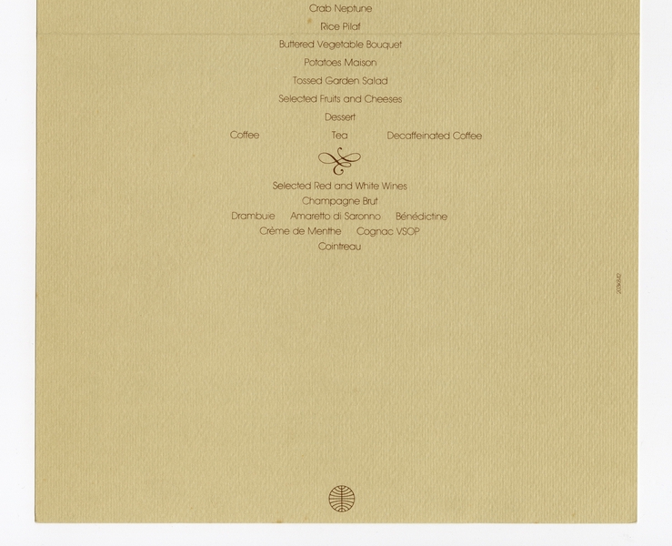 Image: menu: Pan American World Airways