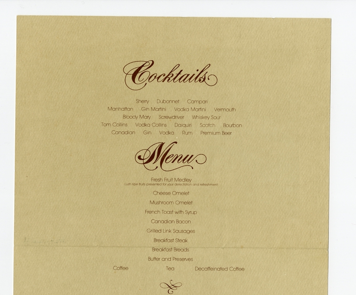 Image: menu: Pan American World Airways