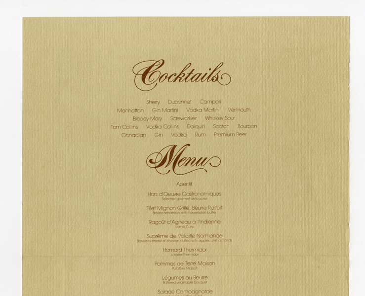 Image: menu: Pan American World Airways