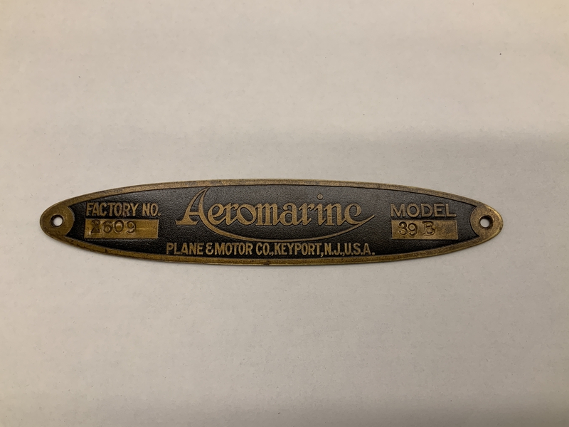 Image: manufacturer plate: Aeromarine, Model 39 B