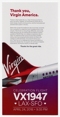 Image: commemorative card: Virgin America, VX1947