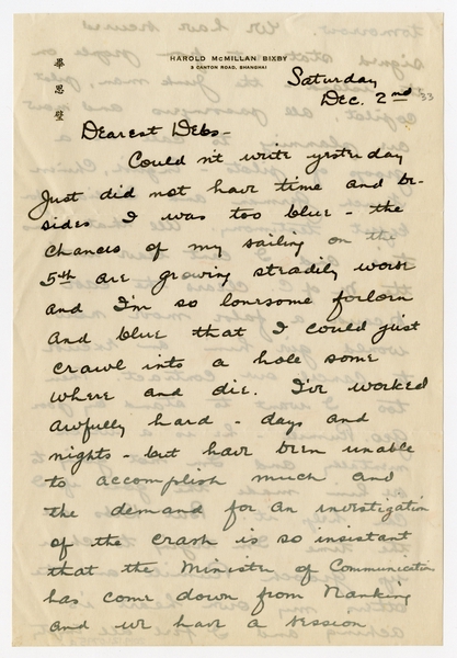 Image: correspondence: Harold M. Bixby to Debby Bixby