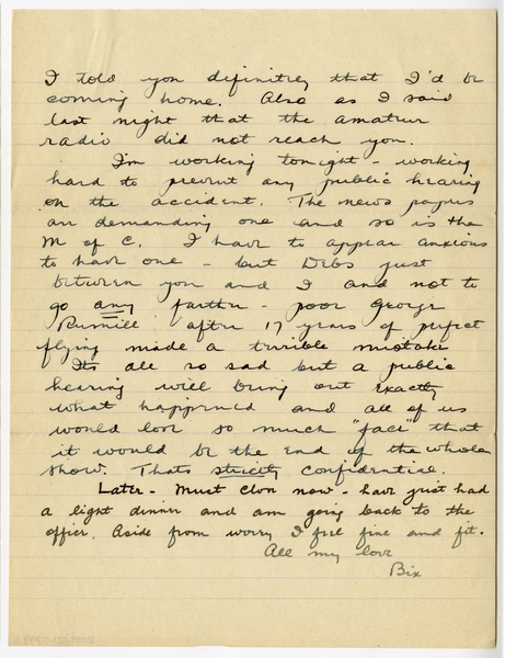 Image: correspondence: Harold M. Bixby to Debby Bixby