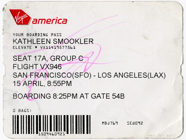 Boarding pass: Virgin America