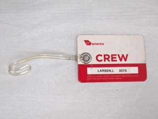 Image: crew luggage identification tag: Virgin America