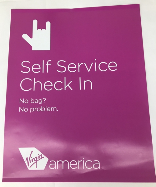 Image: sign: Virgin America, check-in