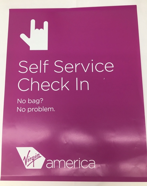 Image: sign: Virgin America, check-in
