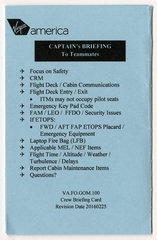 Image: flight operations checklist: Virgin America