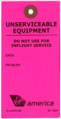 Image: equipment repair tag: Virgin America