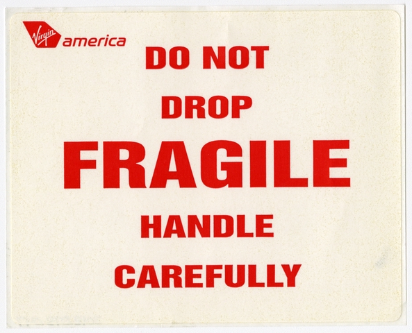 Baggage handling sticker: Virgin America