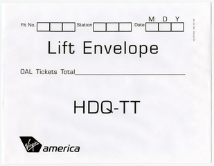 Image: lift envelope: Virgin America