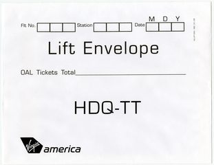 Image: lift envelope: Virgin America