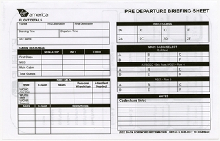 Image: form: Virgin America, briefing sheet