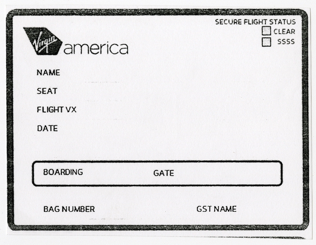 Form: Virgin America, passenger information