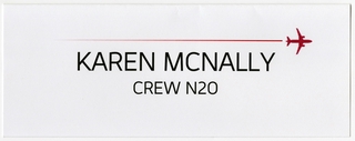 Image: name card: Virgin America, Karen L. McNally